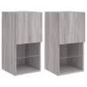 Stylish Grey Sonoma TV Cabinets with LED Lights - 2 pcs Set