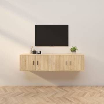 Wall-mounted TV Cabinets 2 pcs Sonoma Oak | Stylish Storage