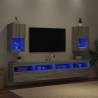 Stylish Grey Sonoma TV Cabinets with LED Lights - 2 pcs Set