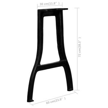 A-Frame Cast Iron Dining Table Legs - Industrial Style