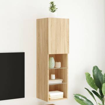 Stylish TV Cabinet with LED Lights - Sonoma Oak 30.5x30x102 cm