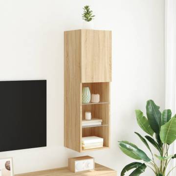 Stylish TV Cabinet with LED Lights - Sonoma Oak 30.5x30x102 cm