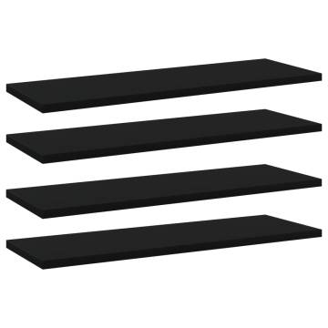 Bookshelf Boards 4 pcs Black - Engineered Wood Storage Solution