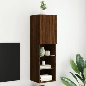 Stylish Brown Oak TV Cabinet with LED Lights | HipoMarket