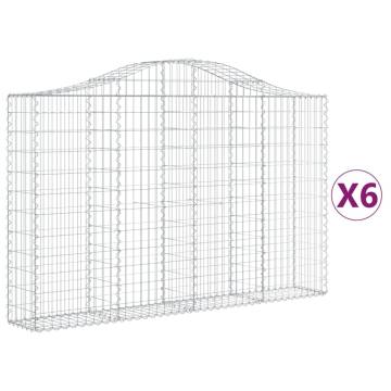 Arched Gabion Baskets | 6 pcs Galvanised Iron 200x30x120/140 cm