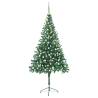 Artificial Pre-lit Christmas Tree with Ball Set 210cm 910 Branches Colour green and grey Size 210 x 105 cm Quantity in Package 1 Number of Branch Tips 