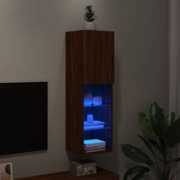 Stylish Brown Oak TV Cabinet with LED Lights | HipoMarket