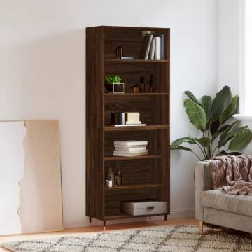 Stylish Highboard in Brown Oak - Modern Engineered Wood Design