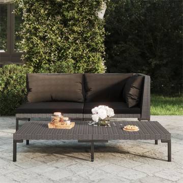 Dark Grey Half Round Poly Rattan Garden Coffee Table | Hipomarket