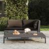 Dark Grey Half Round Poly Rattan Garden Coffee Table | Hipomarket