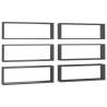 Stylish Wall Cube Shelf Set - 6 pcs Grey - Engineered Wood