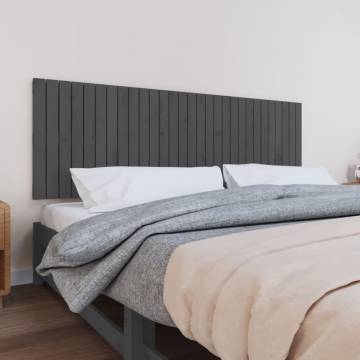 Elegant Grey Wall Headboard - Solid Pine Wood 185x3x60 cm