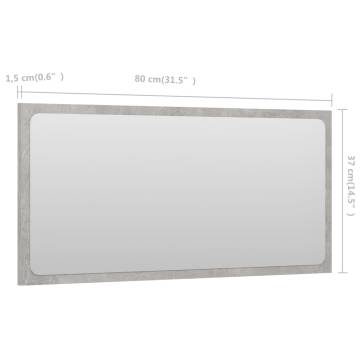 Concrete Grey Bathroom Mirror - Stylish & Durable 80x1.5x37 cm