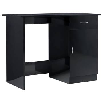 High Gloss Black Desk - Modern Engineered Wood - 100x50 cm