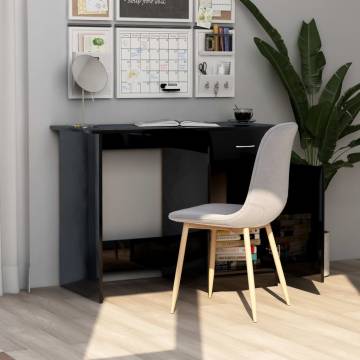 High Gloss Black Desk - Modern Engineered Wood - 100x50 cm