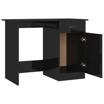 High Gloss Black Desk - Modern Engineered Wood - 100x50 cm