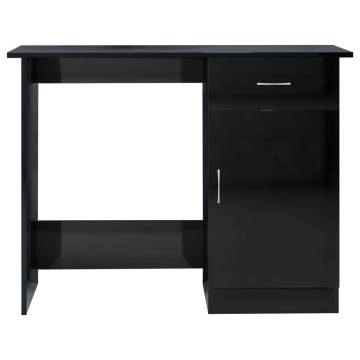 High Gloss Black Desk - Modern Engineered Wood - 100x50 cm