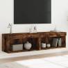 Stylish TV Cabinets with LED Lights - Smoked Oak - 2 pcs