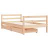 Elegant Kids Bed Frame with Drawers - Solid Pine Wood 80x160 cm