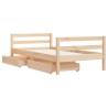 Elegant Kids Bed Frame with Drawers - Solid Pine Wood 80x160 cm