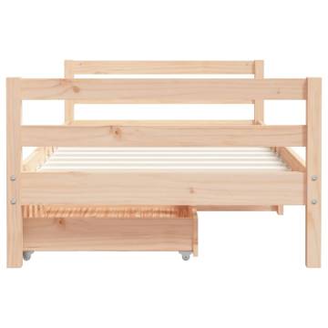 Elegant Kids Bed Frame with Drawers - Solid Pine Wood 80x160 cm