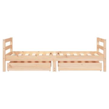 Elegant Kids Bed Frame with Drawers - Solid Pine Wood 80x160 cm