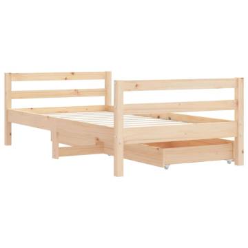 Elegant Kids Bed Frame with Drawers - Solid Pine Wood 80x160 cm