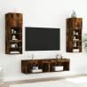 Stylish TV Cabinets with LED Lights - Smoked Oak - 2 pcs