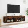 Stylish TV Cabinets with LED Lights - Smoked Oak - 2 pcs