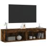 Stylish TV Cabinets with LED Lights - Smoked Oak - 2 pcs