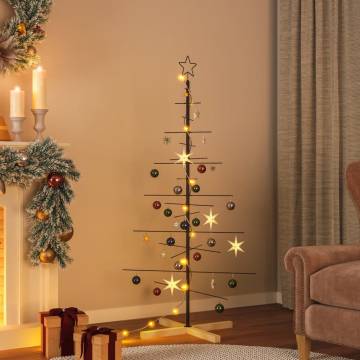 Black Metal Christmas Tree with Wooden Base - 150 cm | HipoMarket