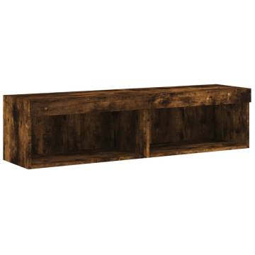 Stylish TV Cabinets with LED Lights - Smoked Oak - 2 pcs