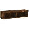 Stylish TV Cabinets with LED Lights - Smoked Oak - 2 pcs