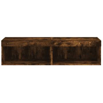 Stylish TV Cabinets with LED Lights - Smoked Oak - 2 pcs