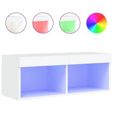 TV Cabinet with LED Lights - White 80x30x30 cm | HipoMarket