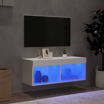 TV Cabinet with LED Lights - White 80x30x30 cm | HipoMarket