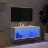 TV Cabinet with LED Lights - White 80x30x30 cm | HipoMarket