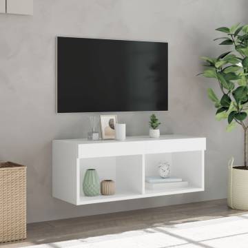 TV Cabinet with LED Lights - White 80x30x30 cm | HipoMarket