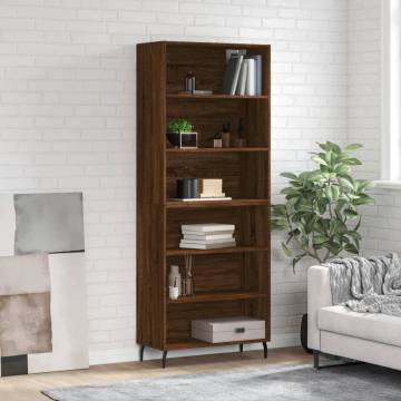 Stylish Highboard in Brown Oak | 69.5x32.5x180 cm - Hipomarket