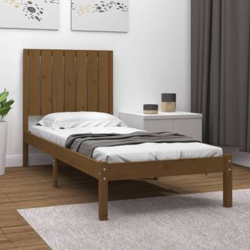 Honey Brown Small Single Bed Frame - Solid Pine Wood 75x190cm