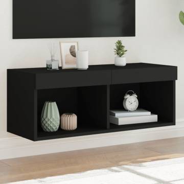 Stylish TV Cabinet with LED Lights - Black | HipoMarket UK