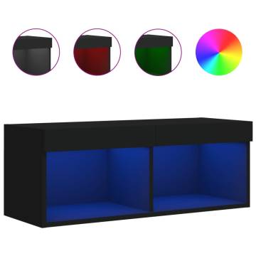 Stylish TV Cabinet with LED Lights - Black | HipoMarket UK