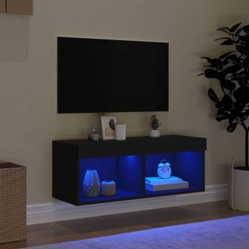 Stylish TV Cabinet with LED Lights - Black | HipoMarket UK