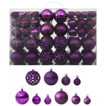 100 Piece Purple Christmas Ball Set - Perfect Holiday Decor