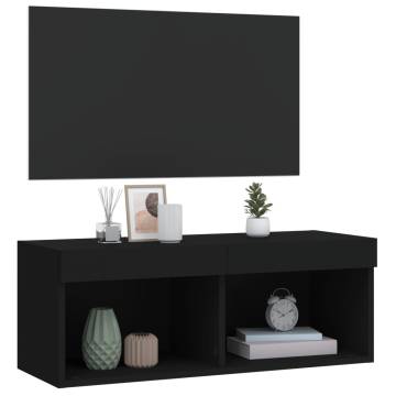 Stylish TV Cabinet with LED Lights - Black | HipoMarket UK