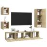 5 Piece Sonoma Oak Engineered Wood TV Cabinet Sets - HipoMarket