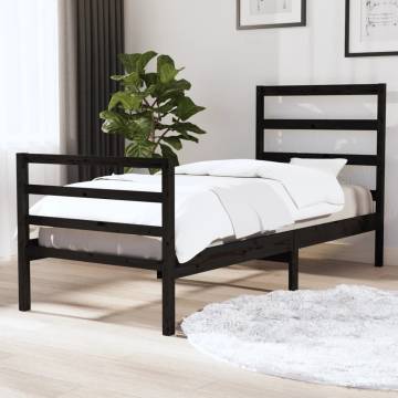 Black Solid Wood Bed Frame 75x190 cm - Small Single