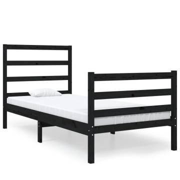 Black Solid Wood Bed Frame 75x190 cm - Small Single