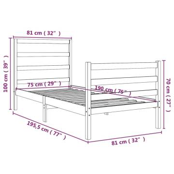 Black Solid Wood Bed Frame 75x190 cm - Small Single