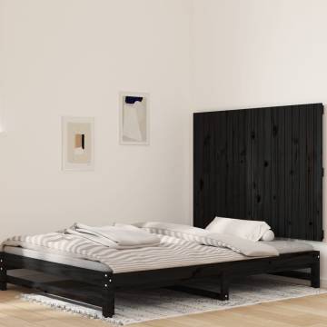 Elegant Black Wall Headboard - Solid Pine Wood (127.5x3x90 cm)